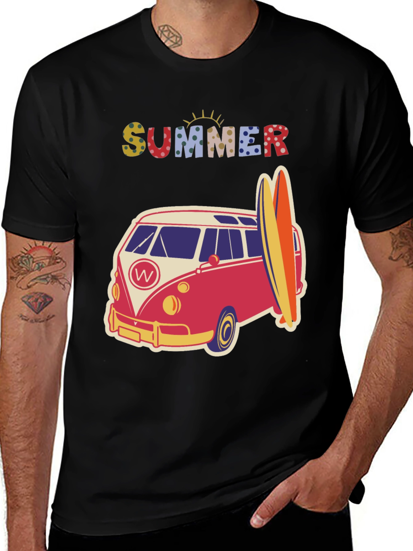 Variant 7 of Summer Van Surfboard Graphic T-Shirt