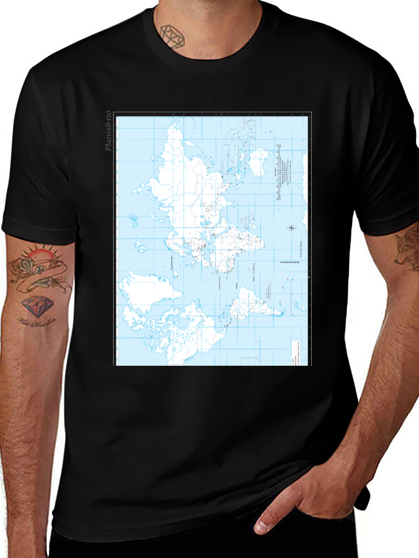 Variant 11 of World Map Graphic Tee - Black