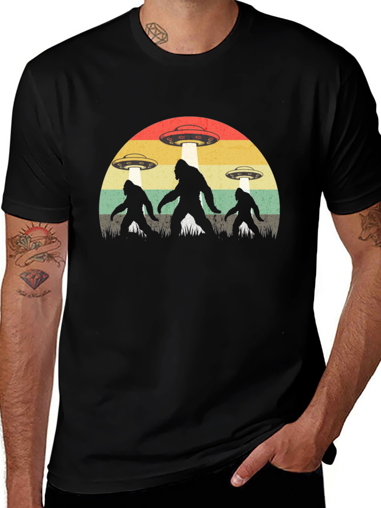 Variant 10 of Bigfoot UFO T-Shirt - Black