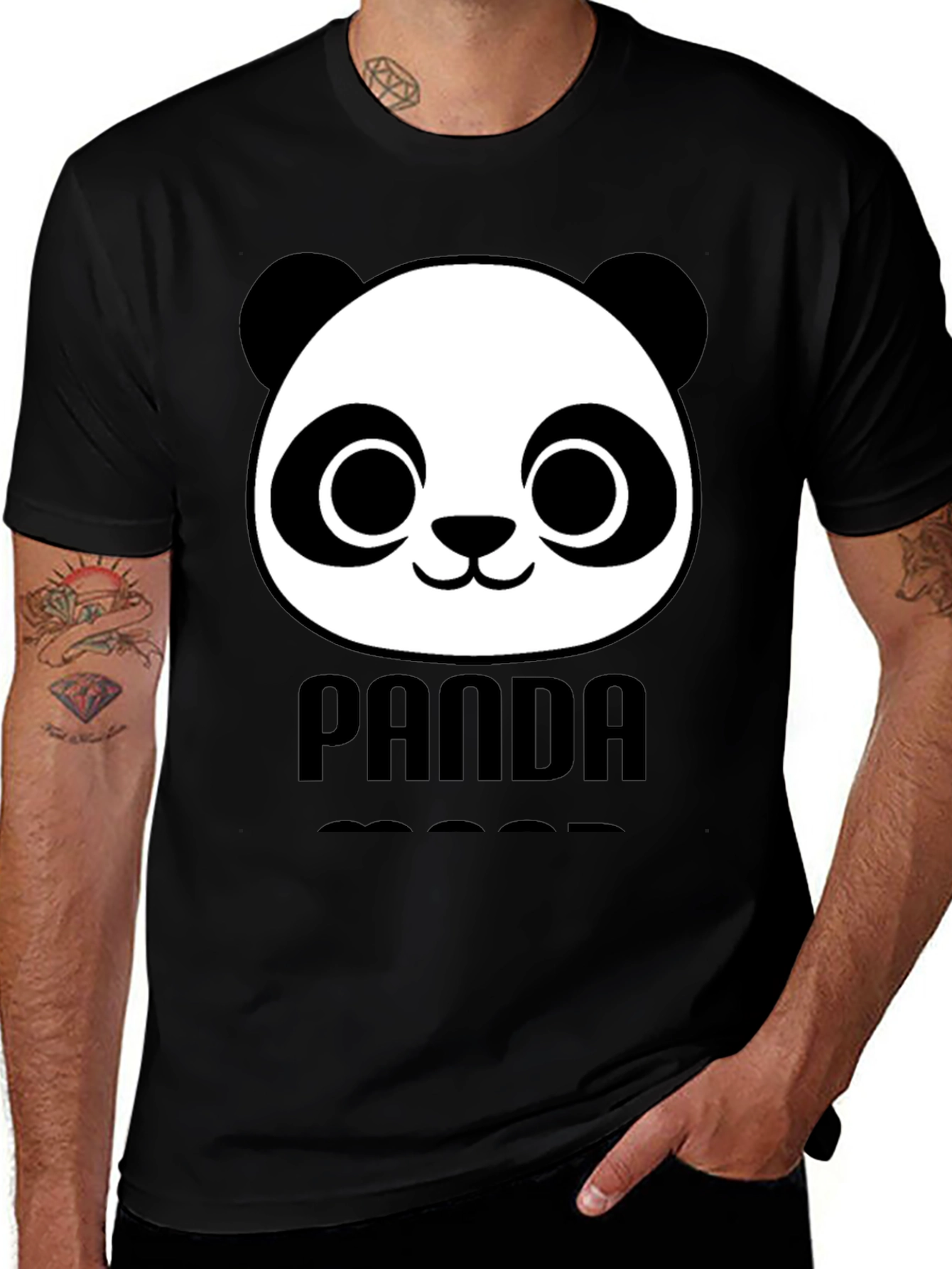 Variant 21 of Panda Bear Graphic Black T-Shirt