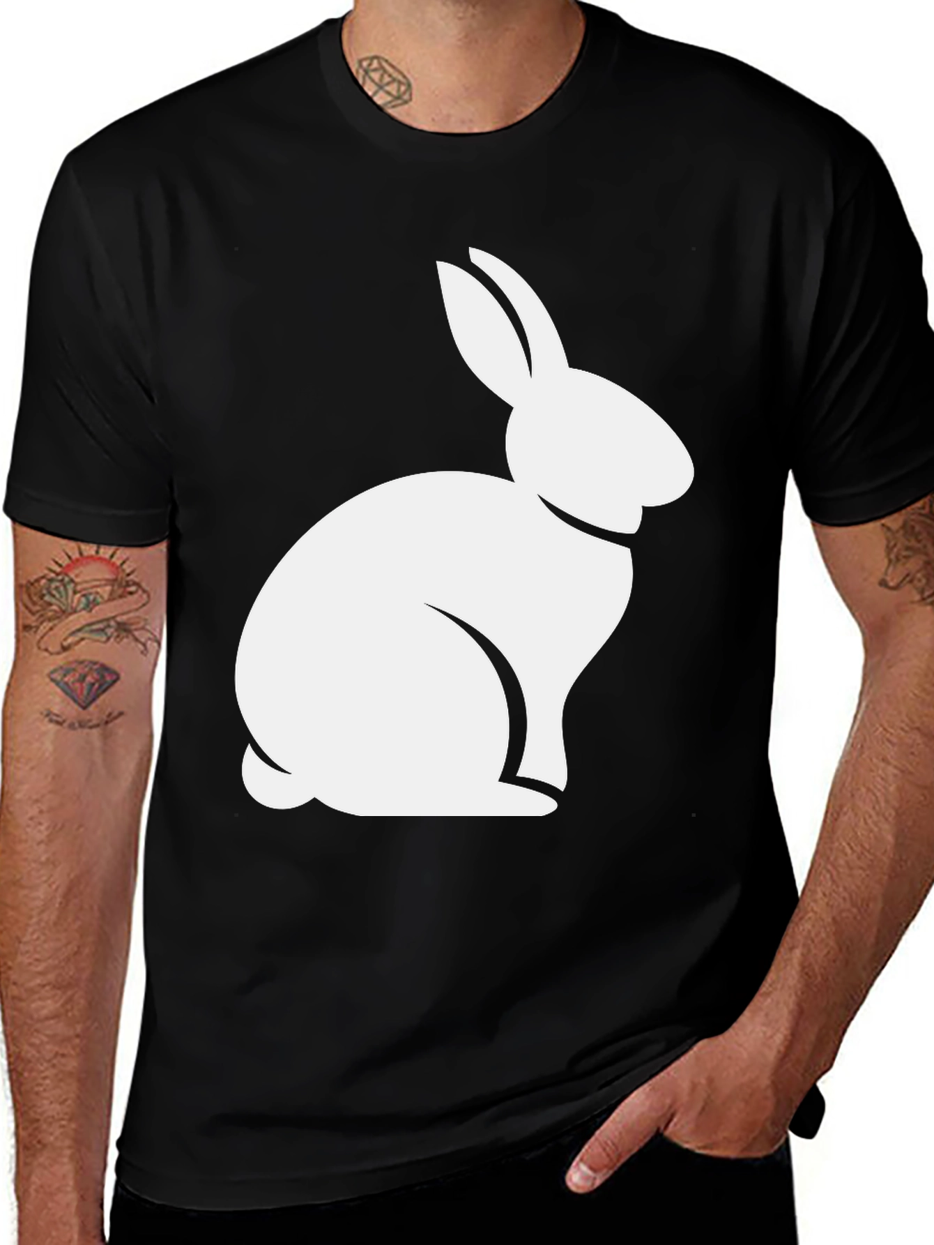 Variant 22 of Rabbit Graphic Tee - Black Casual T-Shirt