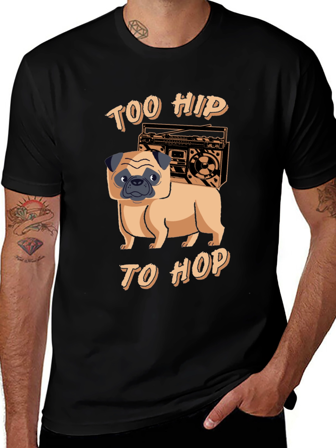 Variant 14 of Too Hip to Hop Pug T-Shirt