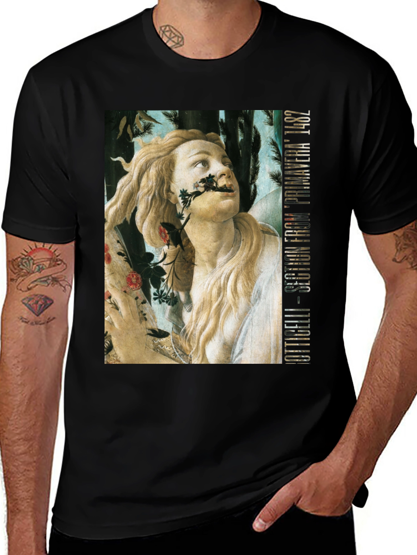 Botticelli Primavera T-Shirt - Black Cotton Tee