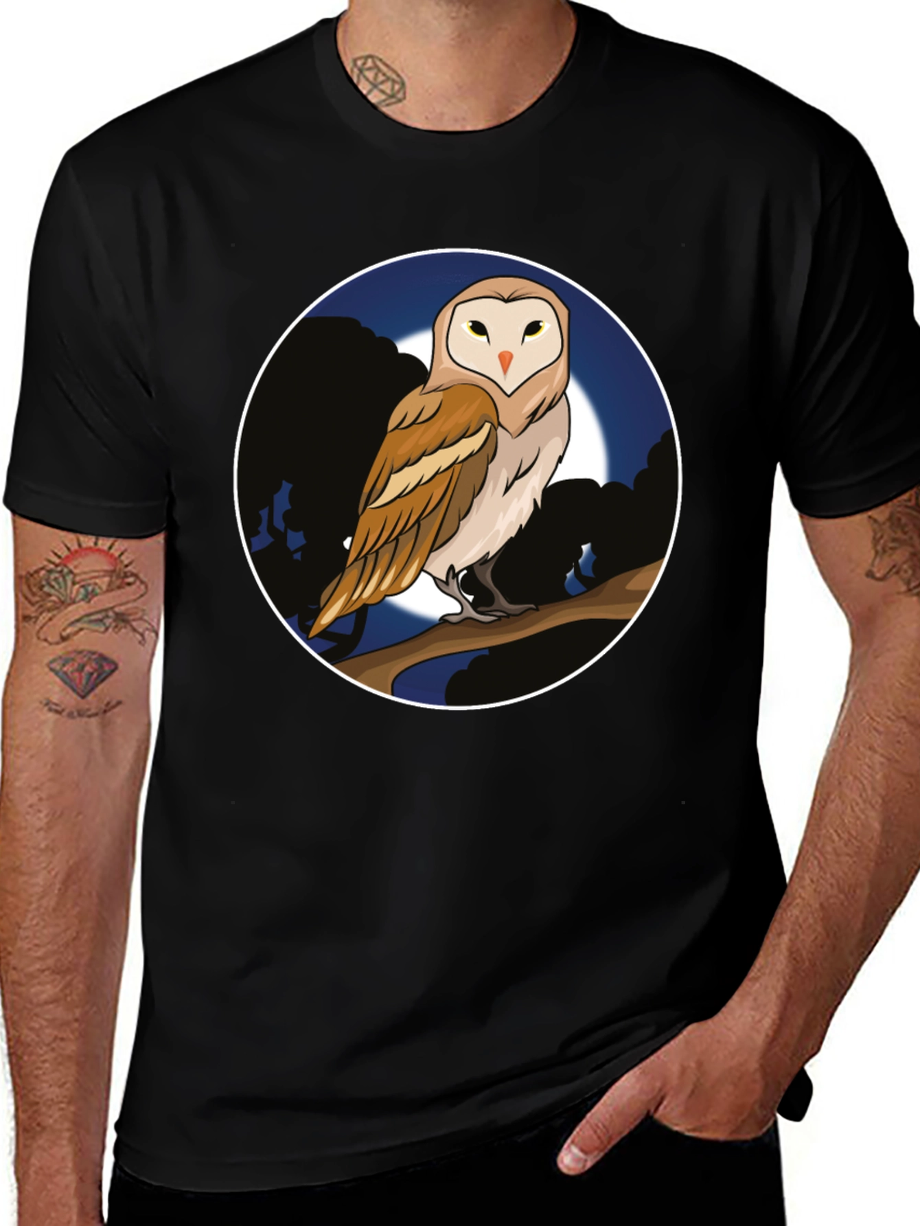 Variant 23 of Owl Moon Graphic Tee - Unique Design T-Shirt