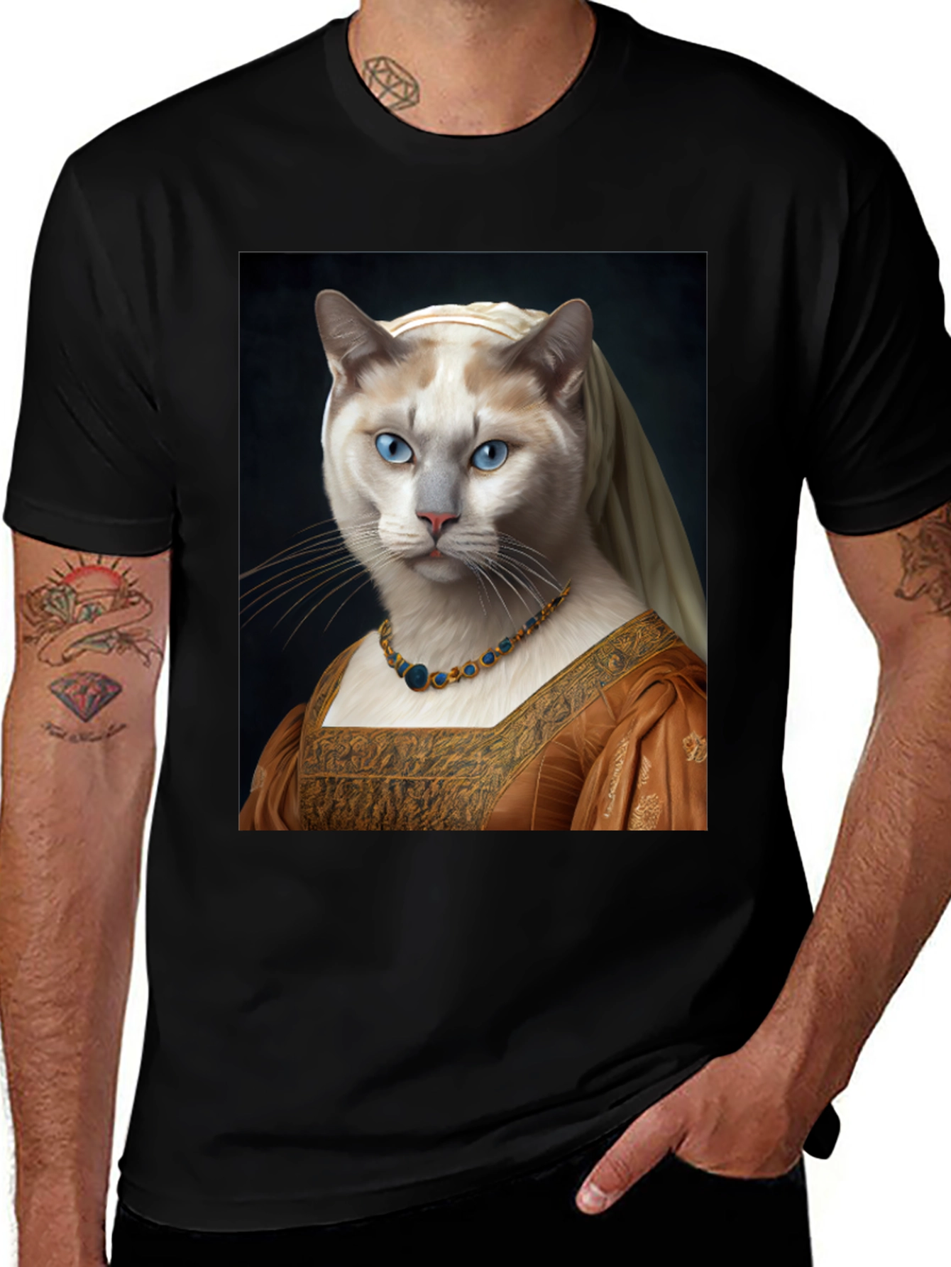 Variant 24 of Cat Renaissance Portrait T-Shirt - Unique Art Tee