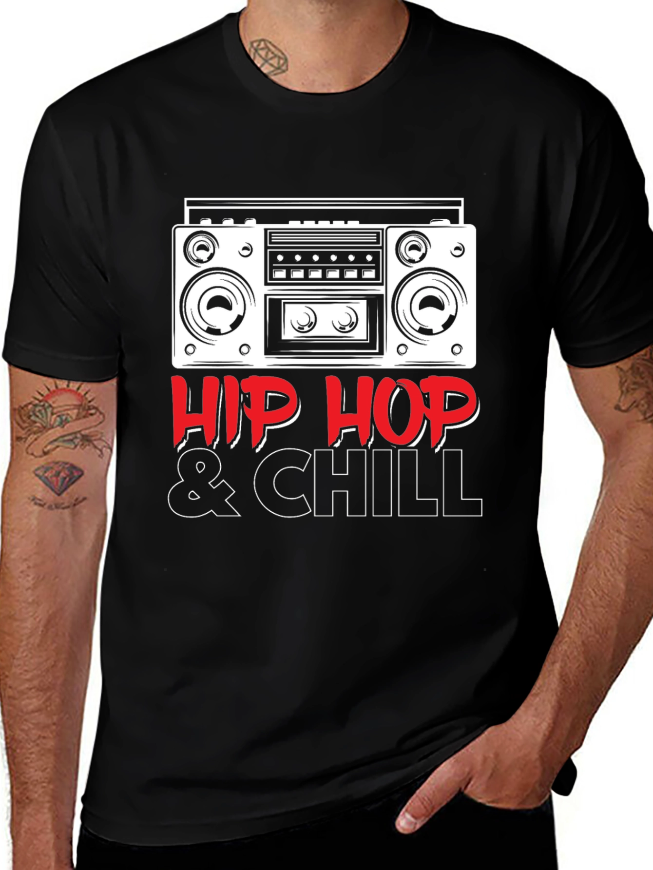 Variant 19 of Hip Hop & Chill Graphic Tee - Cool Boombox Design