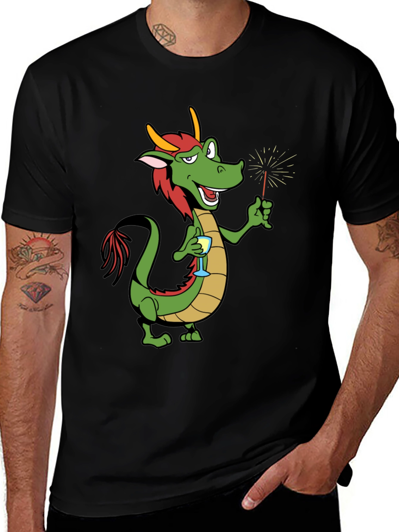 Variant 11 of Dragon Sparkler Graphic Tee - Black