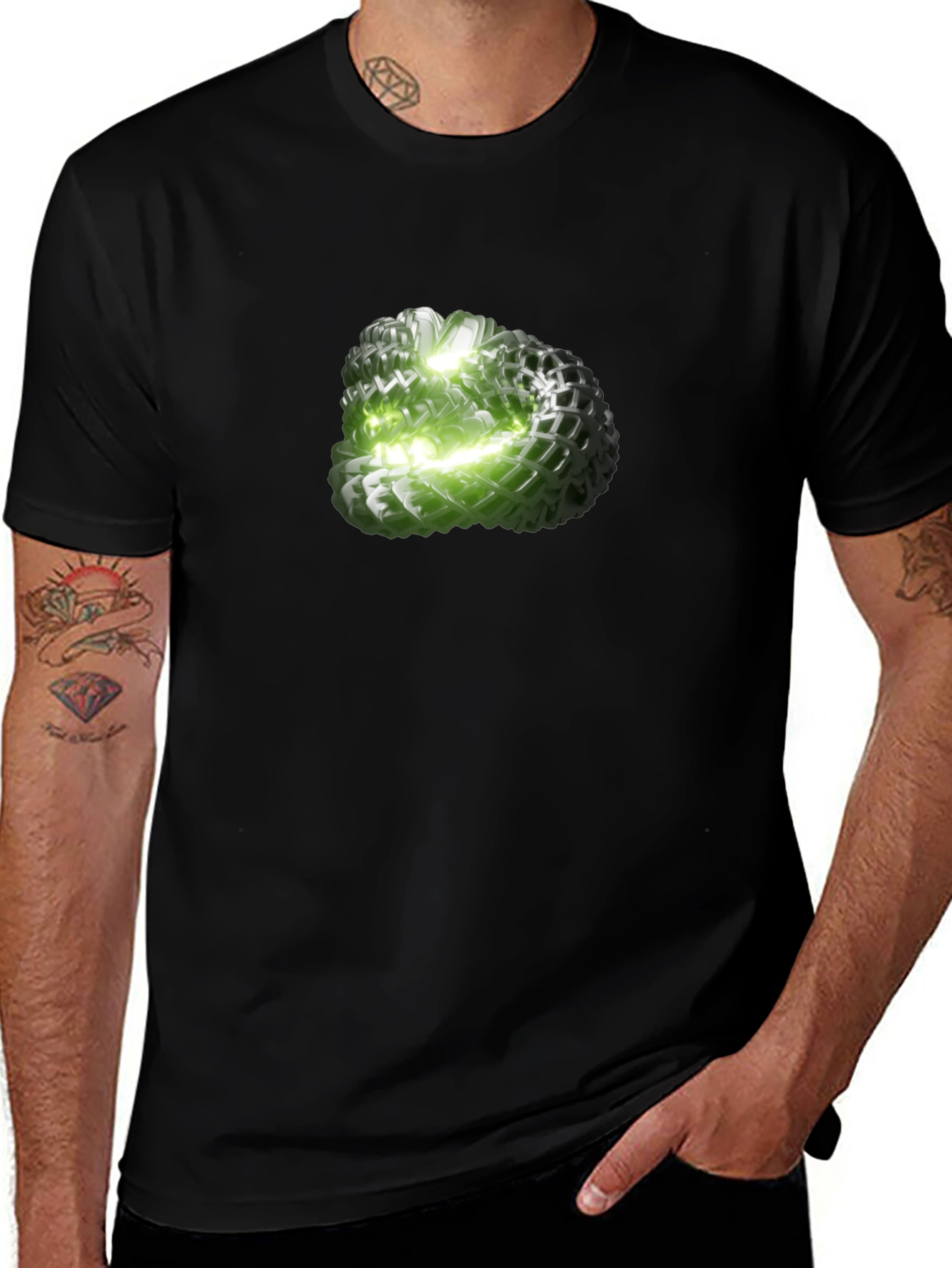 Variant 6 of Abstract Green Orb Graphic Tee - Modern Design