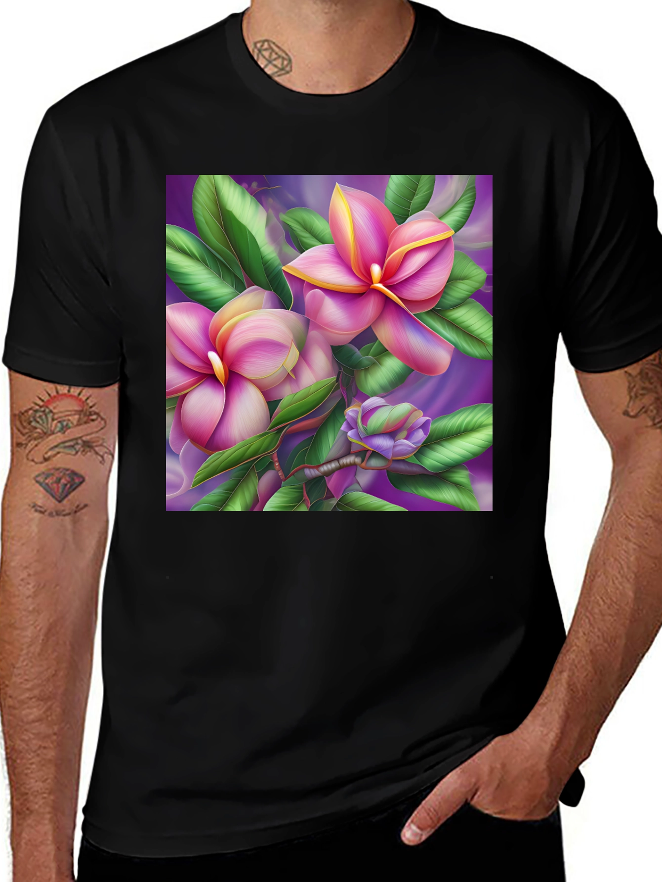 Variant 14 of Floral Print T-Shirt - Stylish Men's Casual Wear