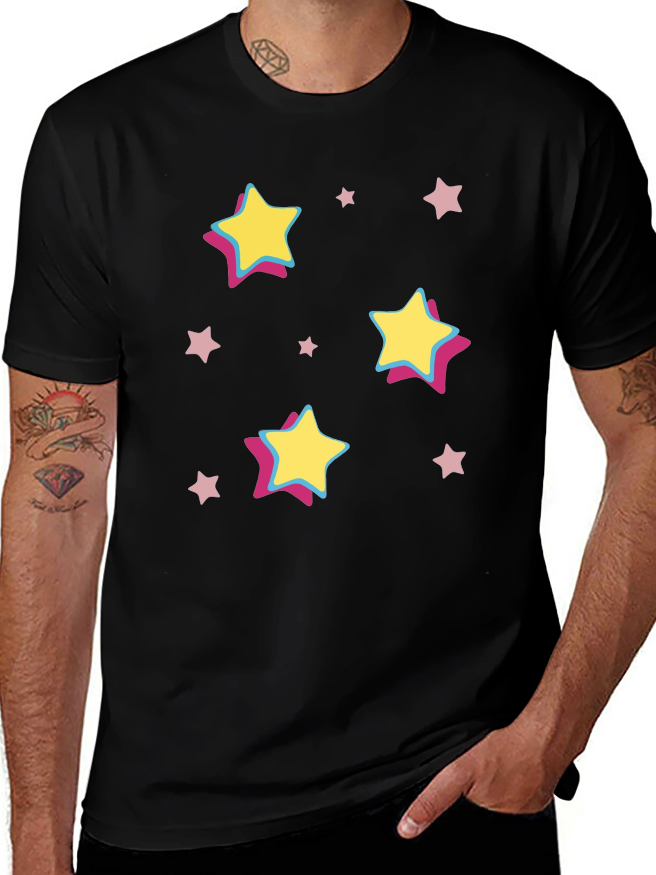 Starry Graphic Tee - Fun & Stylish Black T-Shirt