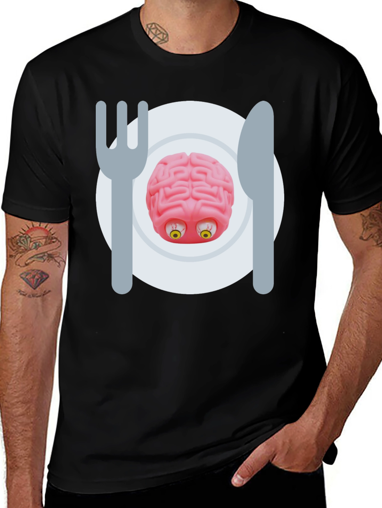 Variant 30 of Brain Food T-Shirt - Funny Graphic Tee for Halloween