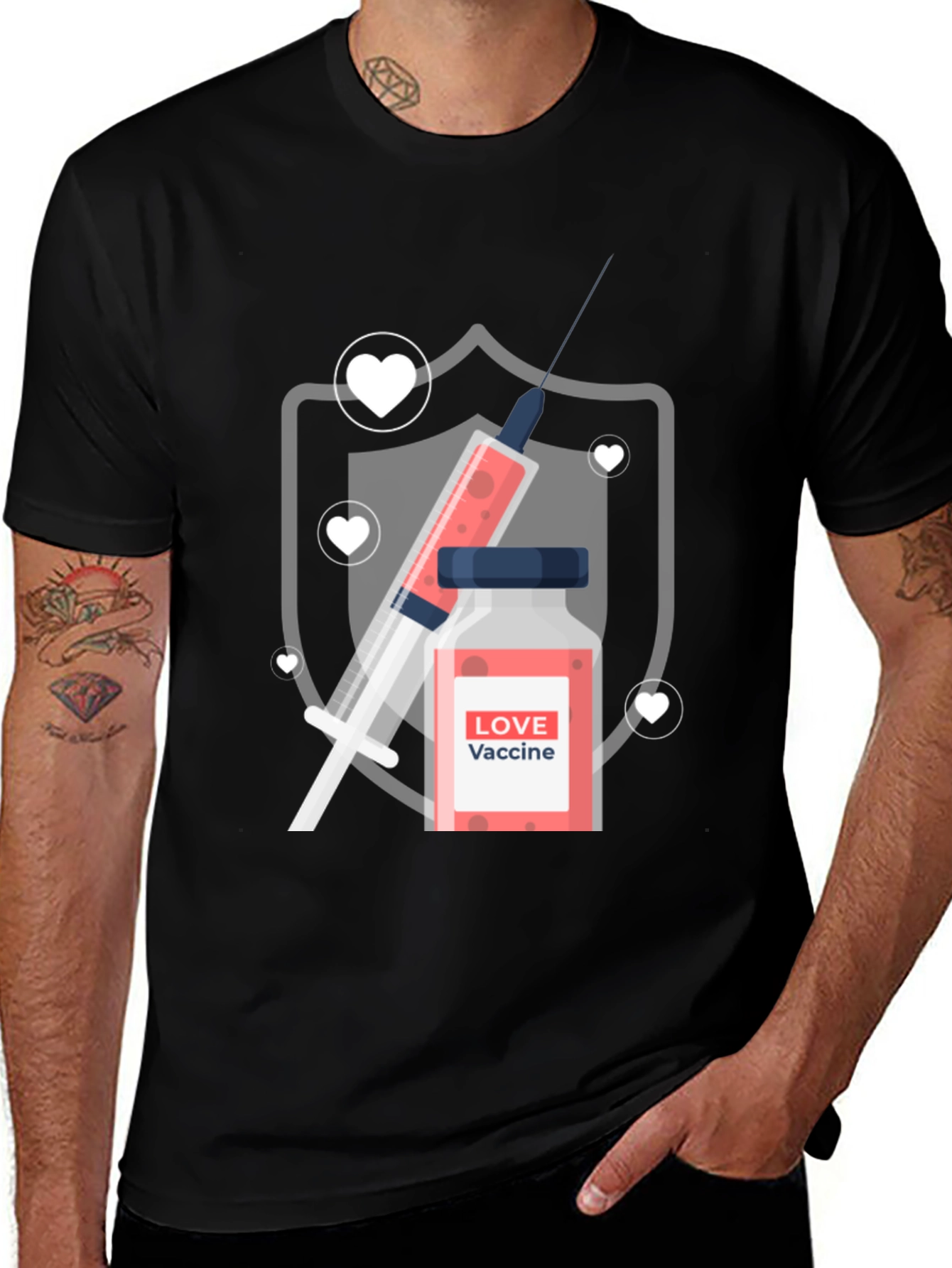 Variant 18 of Love Vaccine Graphic Tee - Unisex Short Sleeve T-Shirt