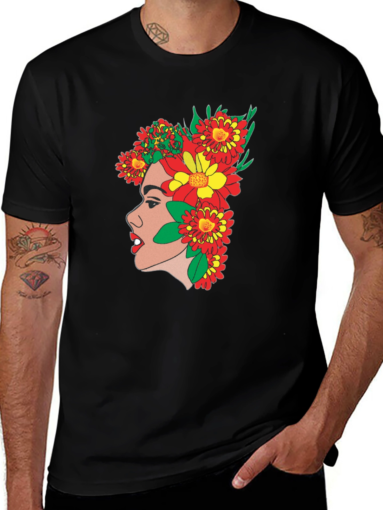 Variant 28 of Floral Profile Tee - Artsy Graphic Print T-Shirt
