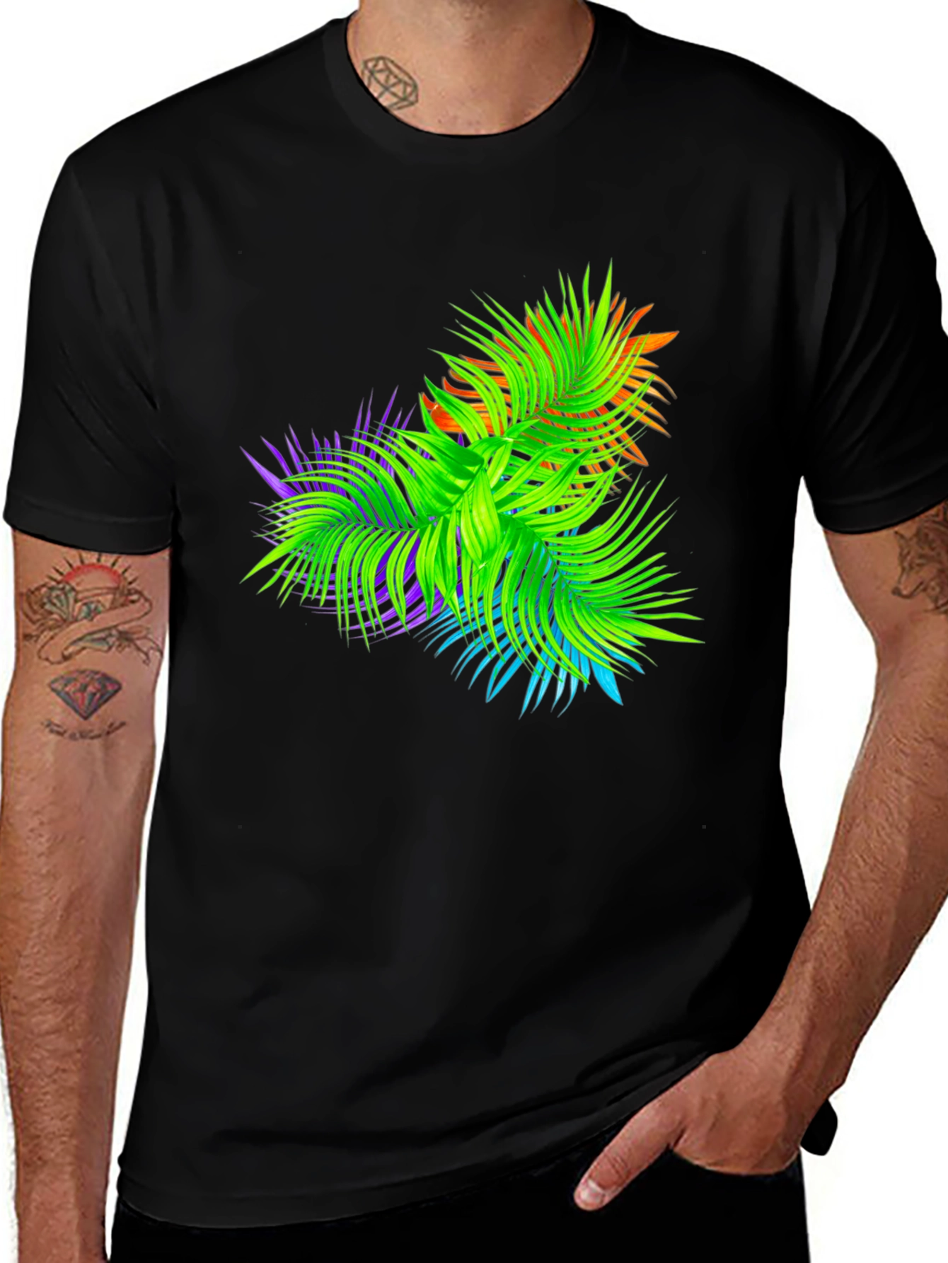 Variant 23 of Tropical Palms Black Graphic T-Shirt