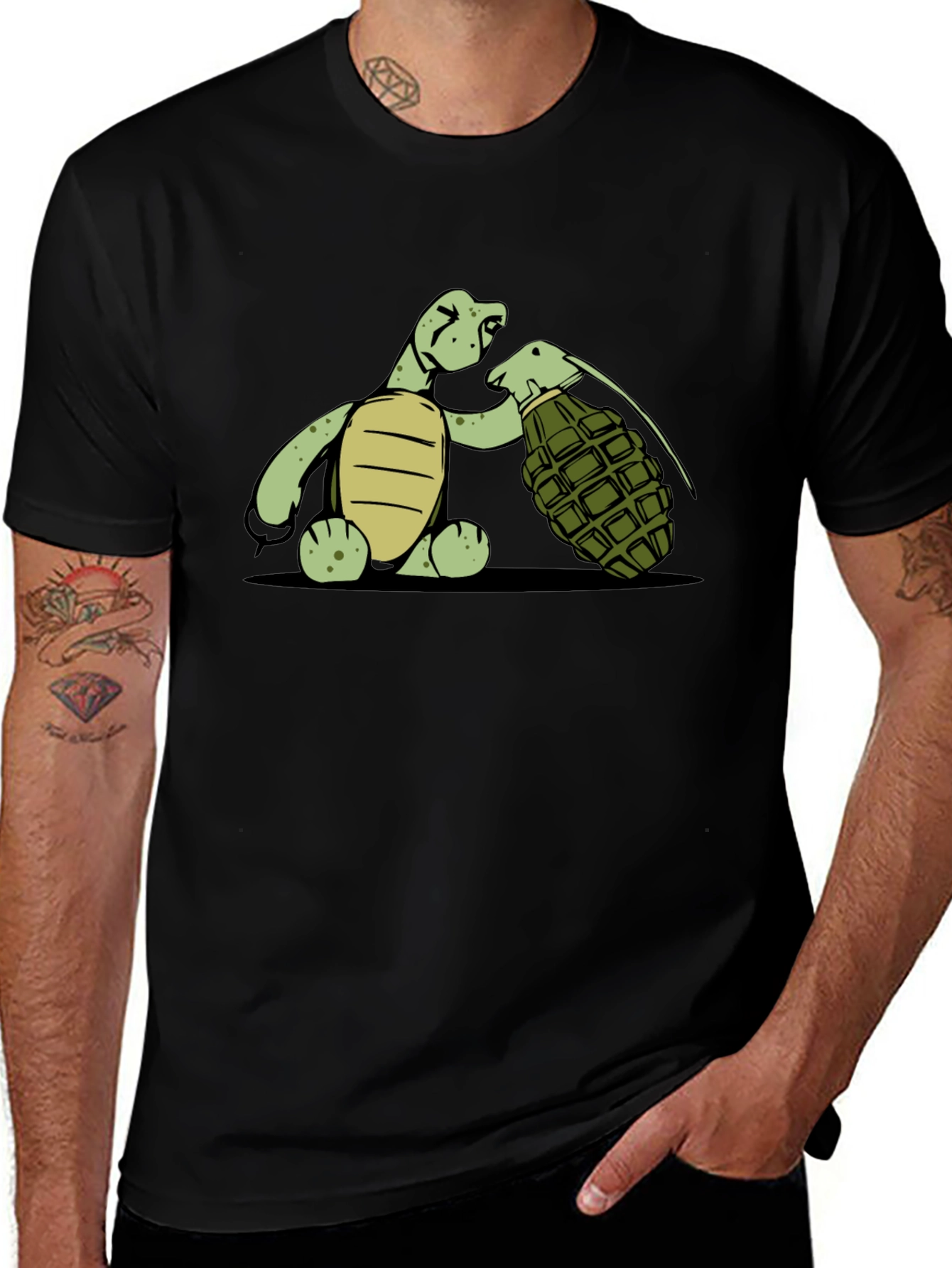 Turtle Grenade Graphic T-Shirt - Explosive Humor