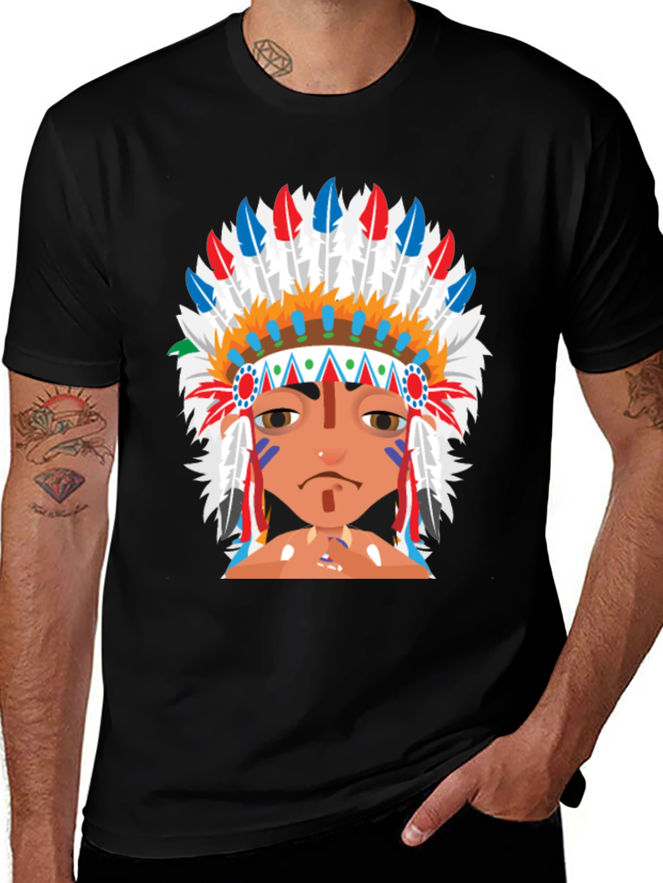 Variant 4 of Native American Headdress Graphic T-Shirt