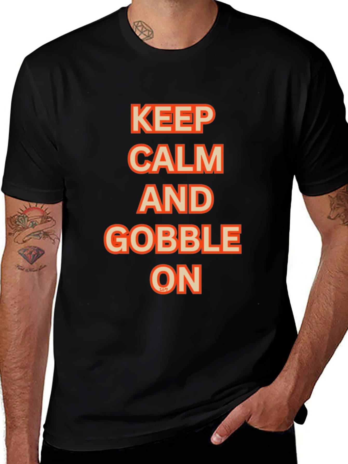 Variant 29 of Keep Calm and Gobble On Black Graphic Tee