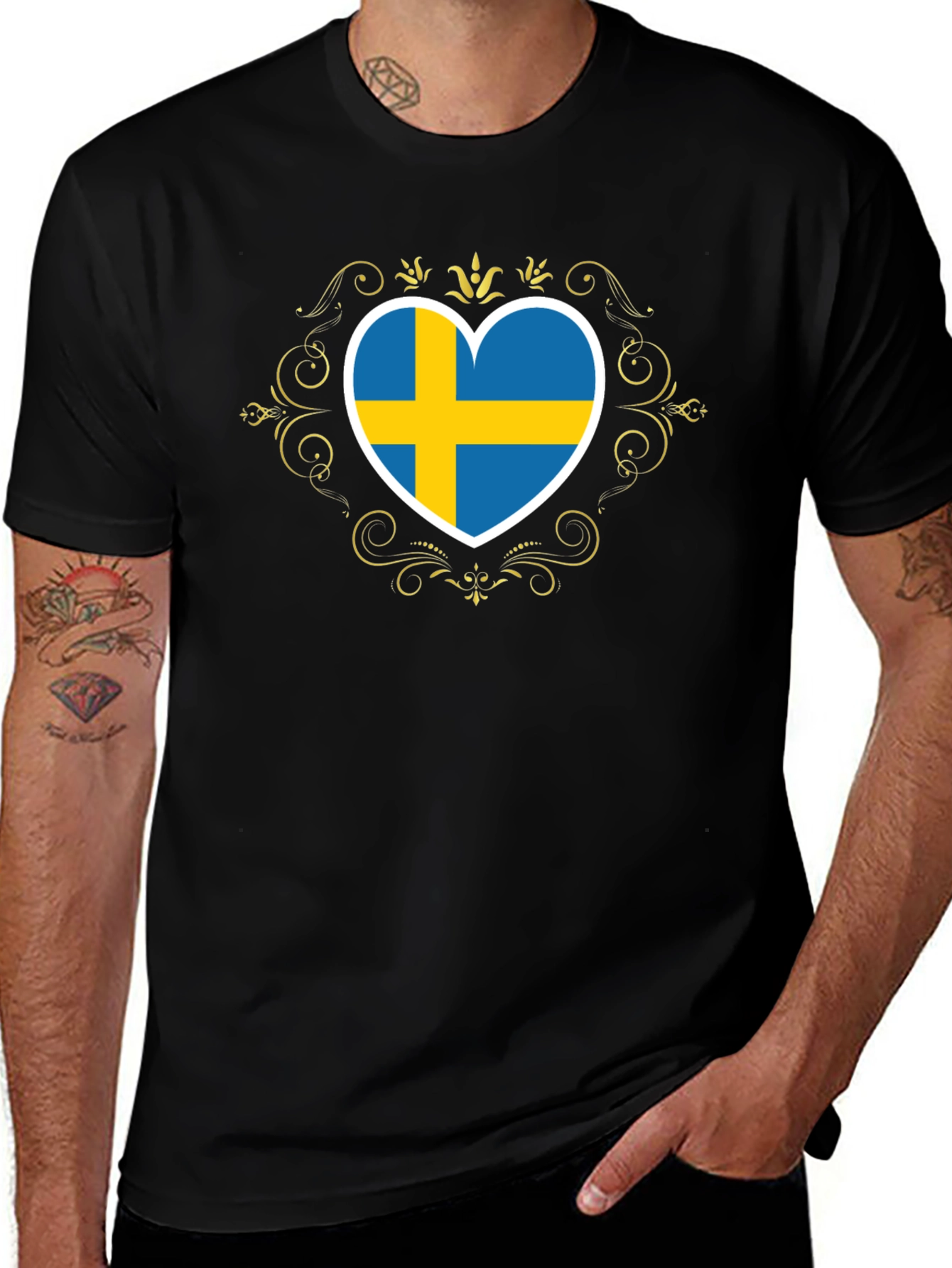 Sweden Flag Heart T-Shirt