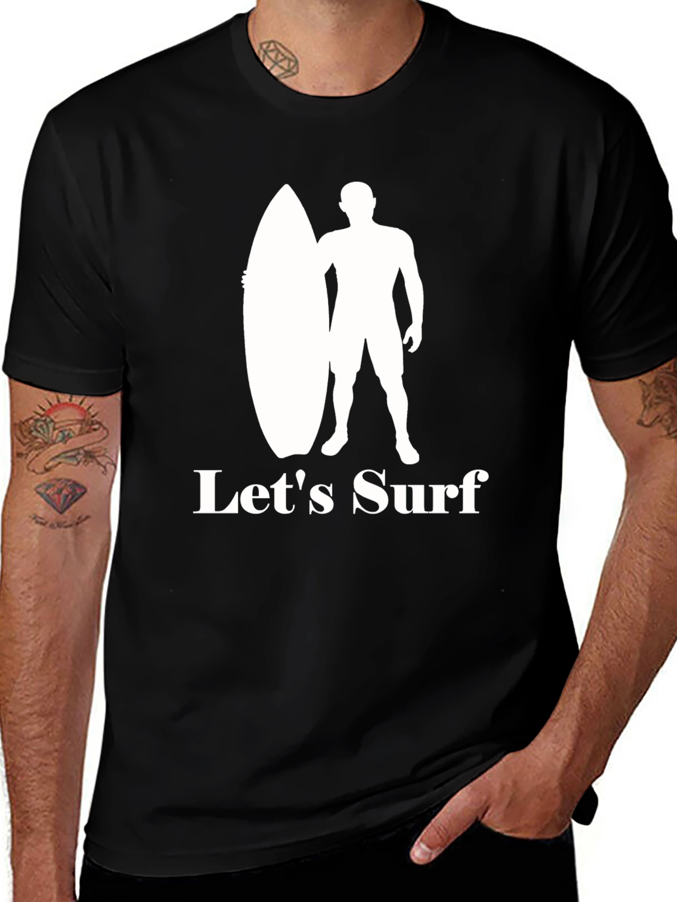 Variant 21 of Let's Surf Graphic Tee - Surfer Silhouette
