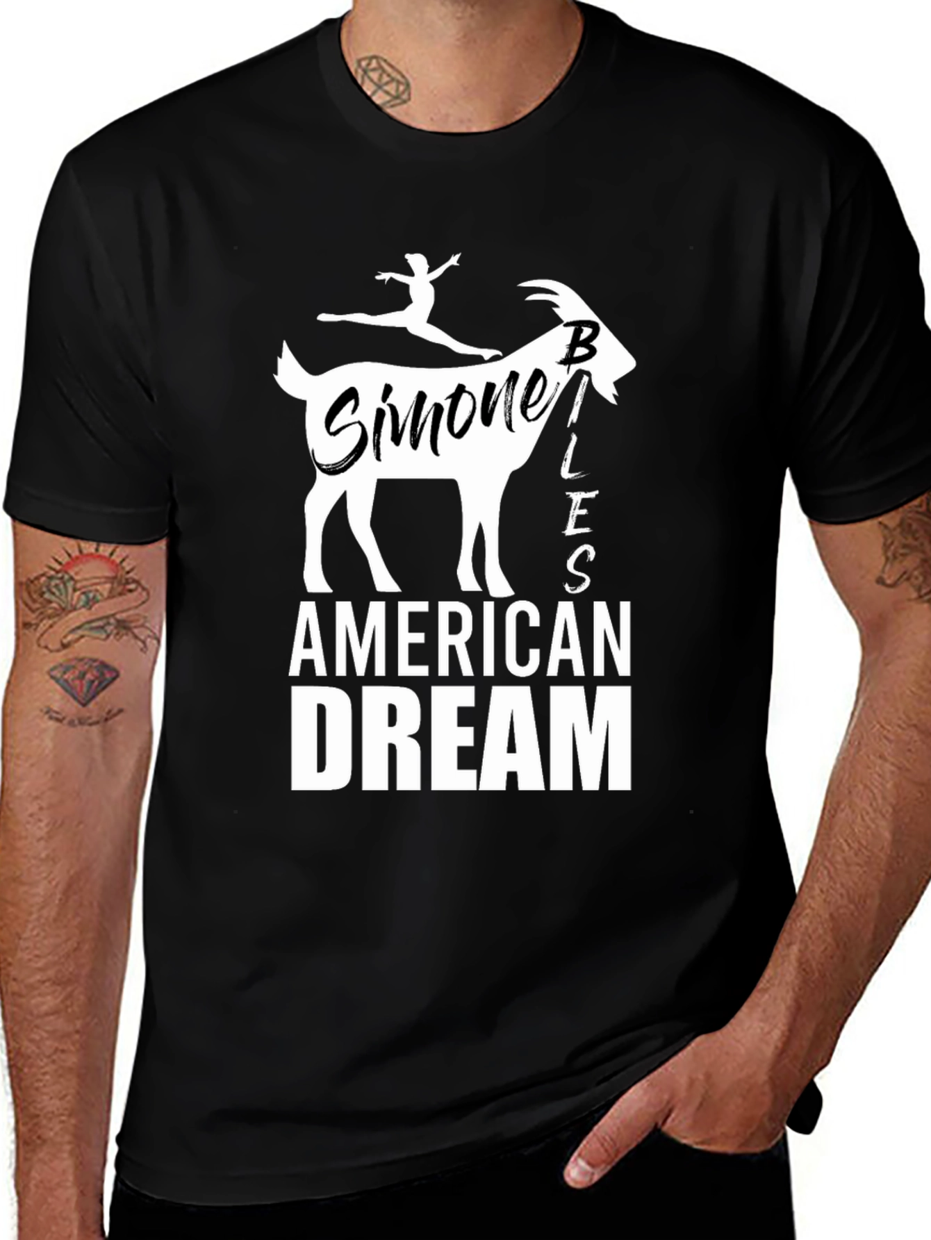 Variant 26 of Simone Biles GOAT American Dream Black T-Shirt