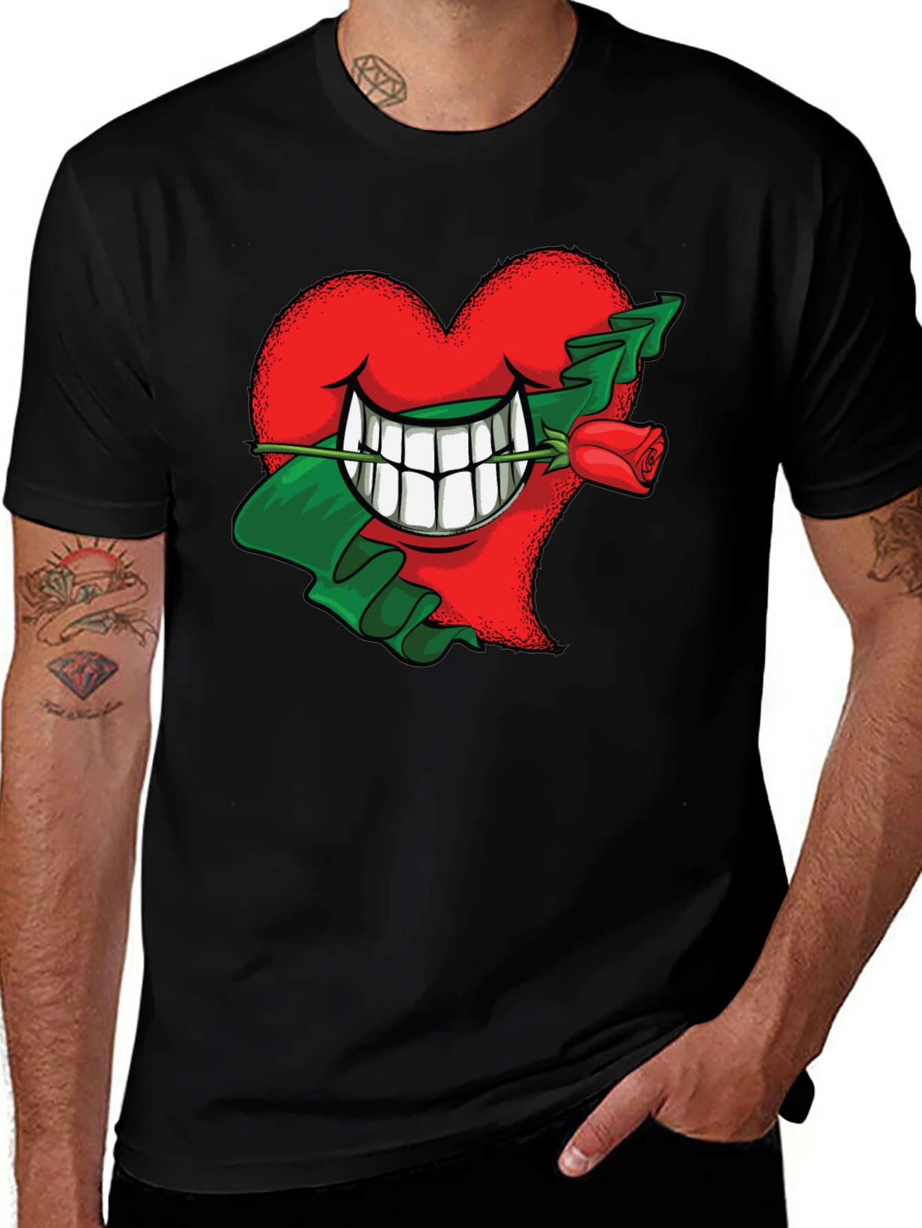Variant 20 of Heart with Rose T-Shirt - Unique Graphic Tee
