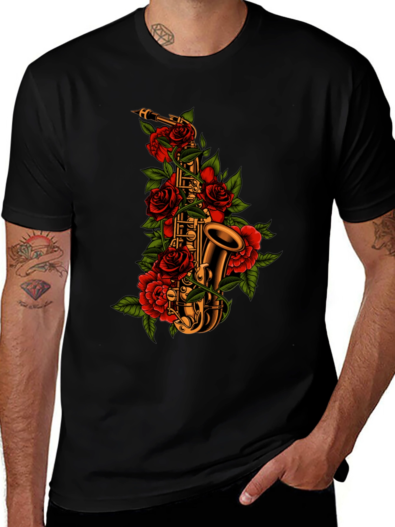 Variant 30 of Saxophone & Roses Graphic T-Shirt