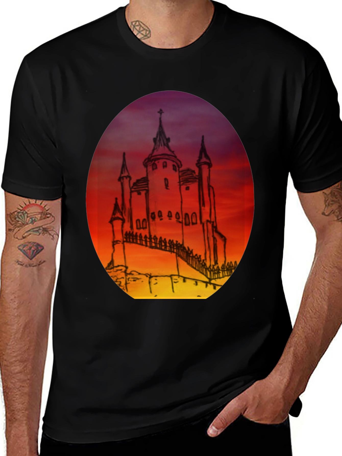 Variant 17 of Castle Sunset Graphic Tee