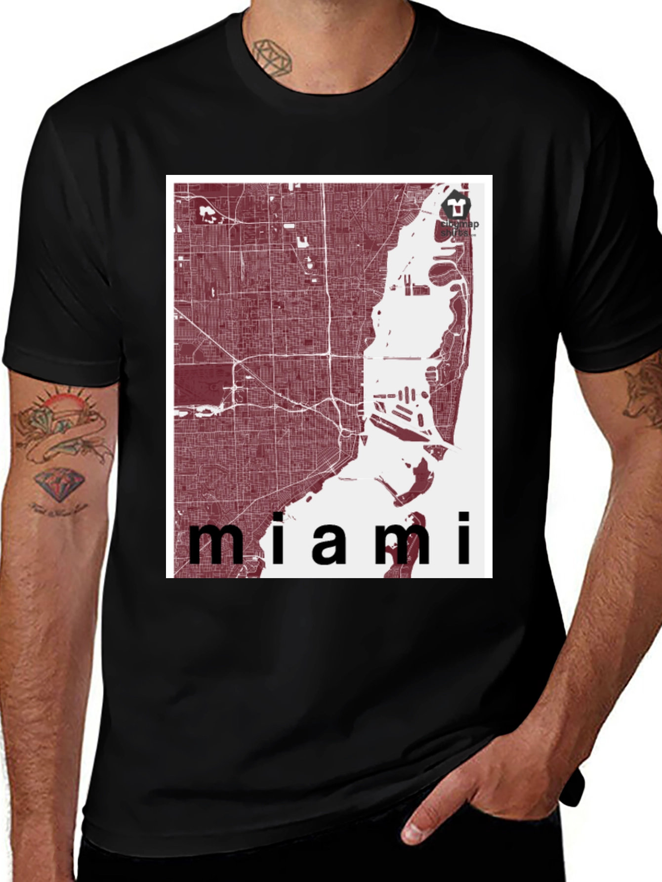 Miami Map T-Shirt - Cityscape Design