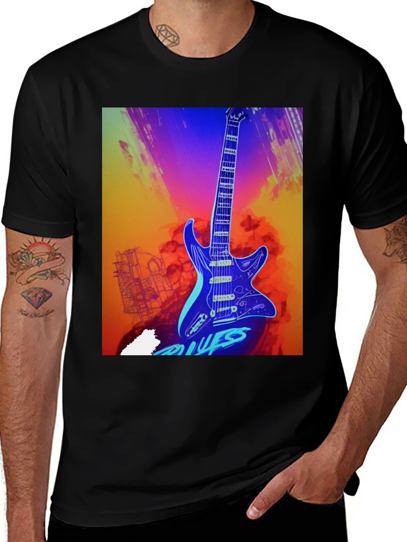 Variant 25 of Blues Guitar Graphic Tee - Cool Music T-Shirt