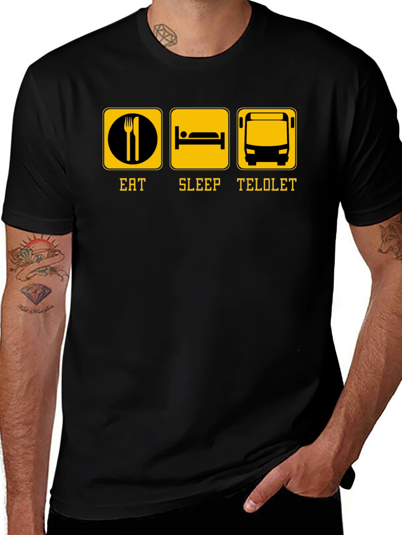 Variant 15 of Eat Sleep Telolet Graphic Tee - Black Crew Neck