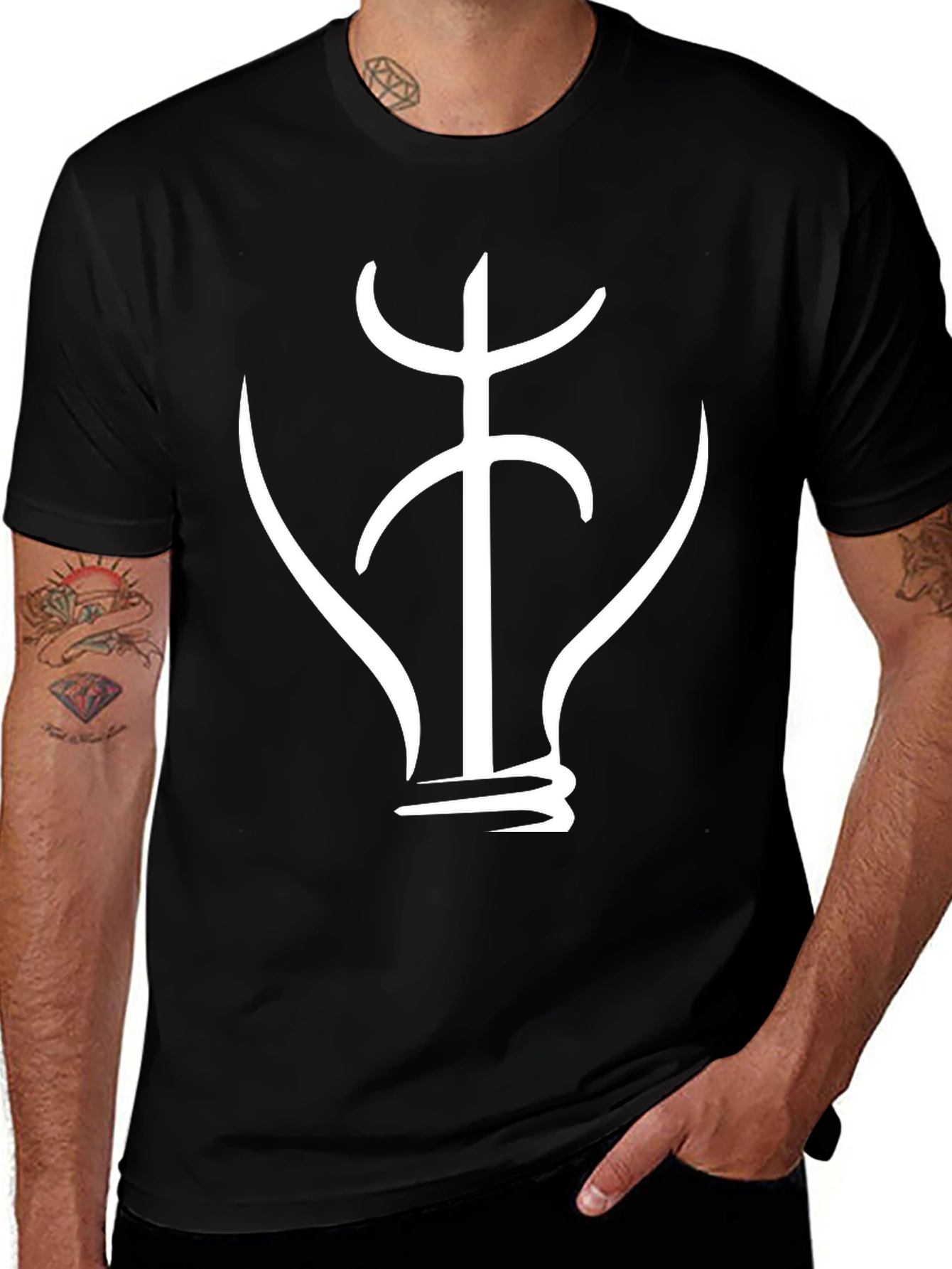 Variant 20 of Abstract Bulb Graphic Tee - Black