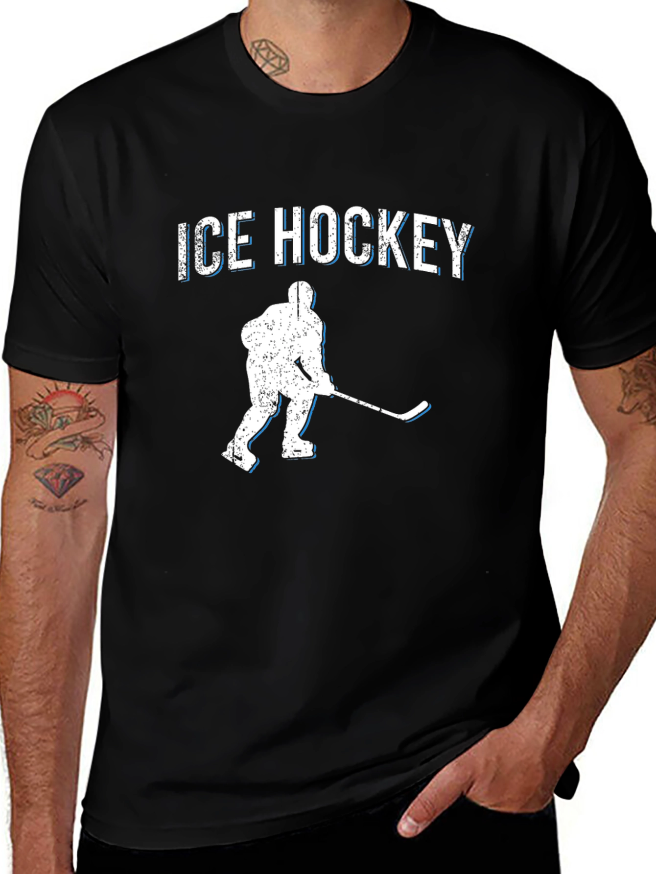 Ice Hockey Graphic T-Shirt - Black Cotton Tee