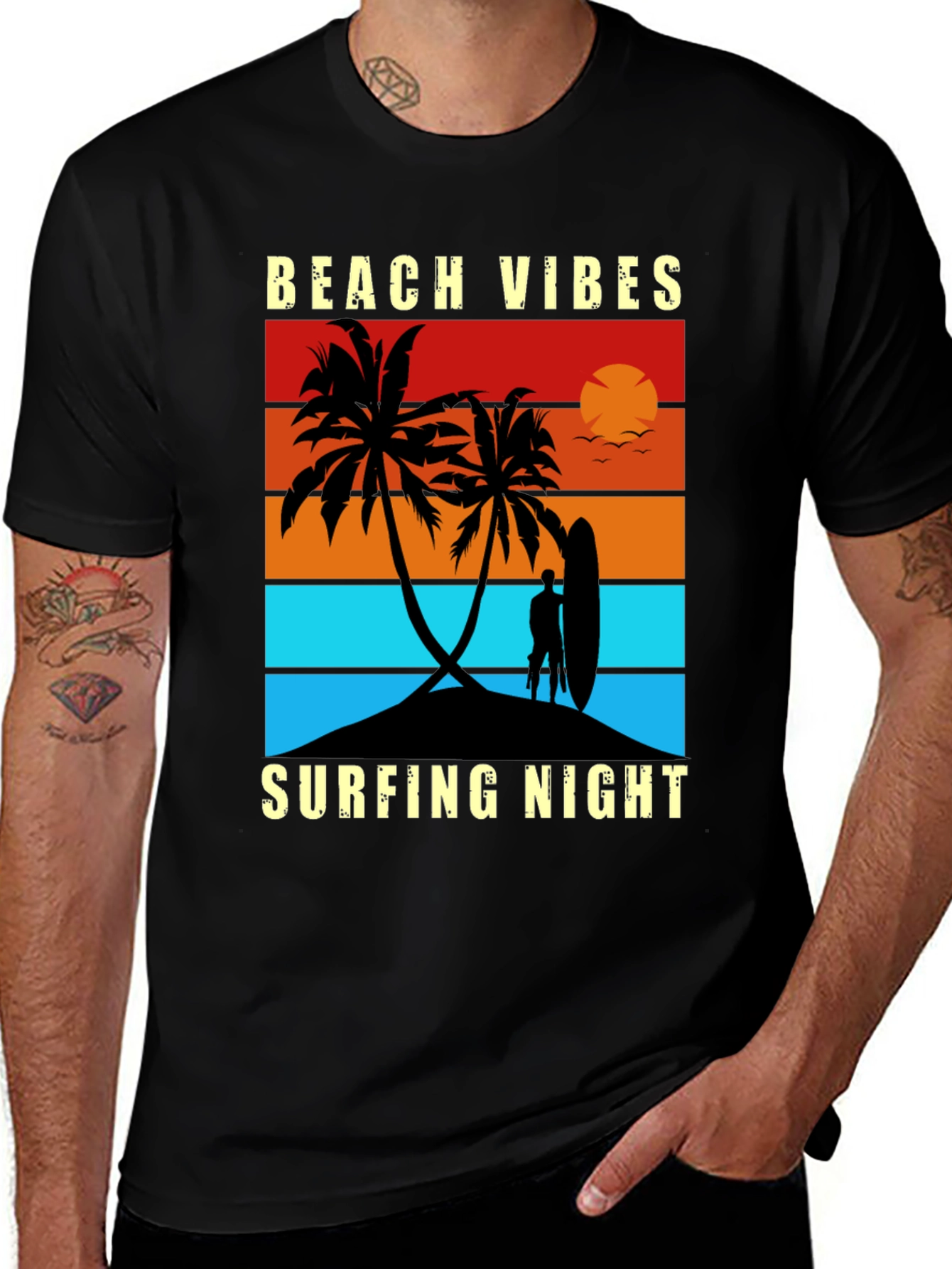 Variant 20 of Beach Vibes Surfing Night Graphic Tee