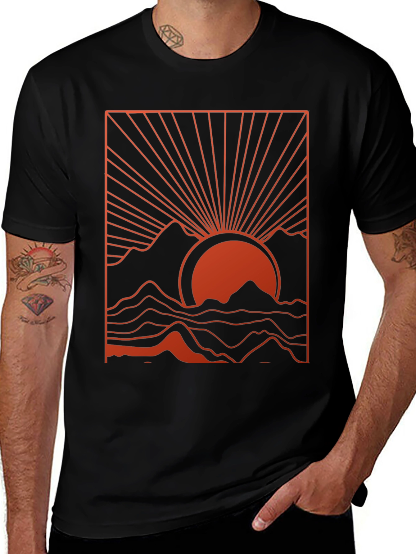 Variant 12 of Sunset Graphic T-Shirt - Black