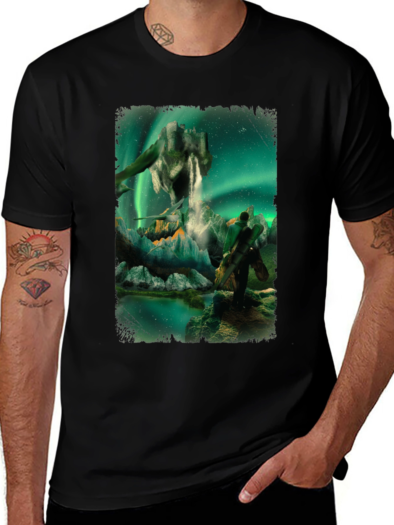 Variant 8 of Aurora Fantasy T-Shirt - Surreal Landscape Design