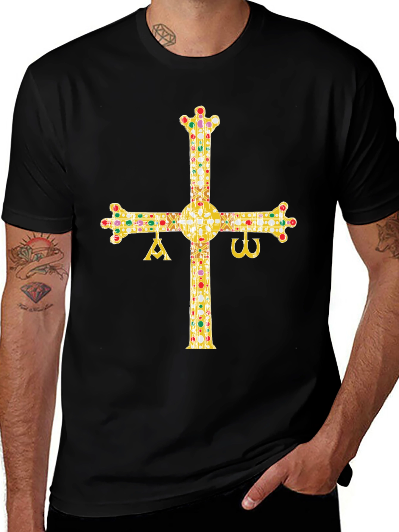 Ornate Cross Graphic Tee - Alpha Omega Design