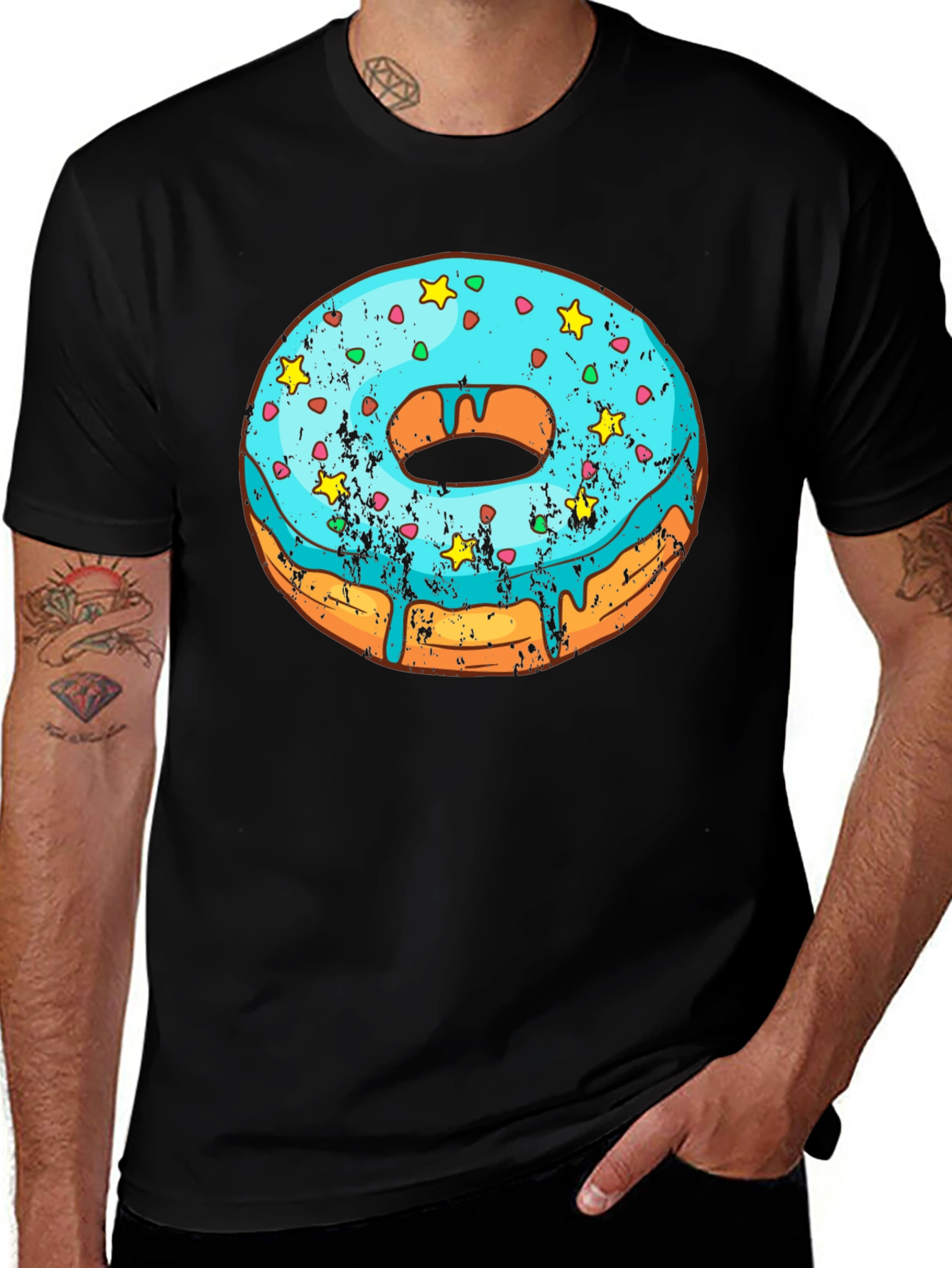 Variant 7 of Donut Graphic Black T-Shirt