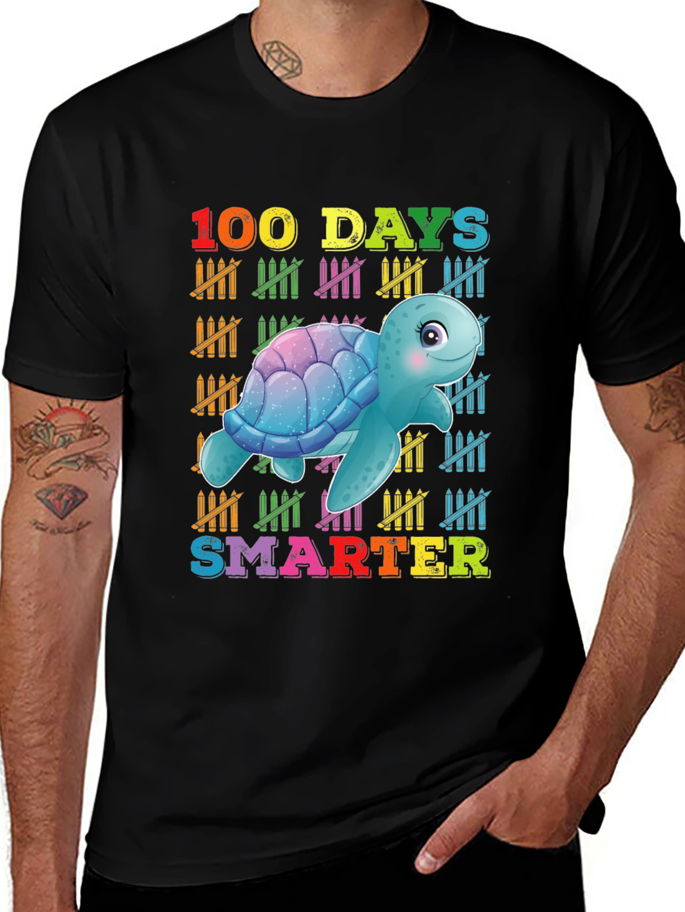 100 Days Smarter Turtle Graphic T-Shirt
