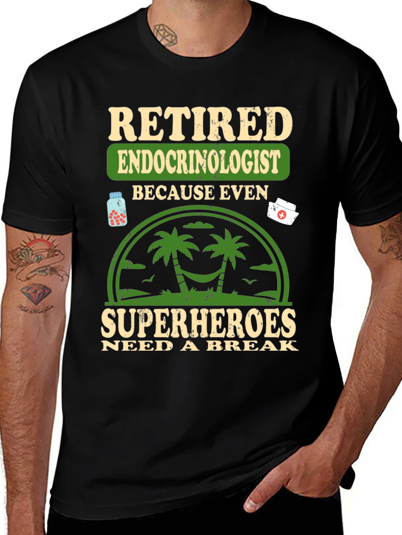 Variant 11 of Retired Endocrinologist T-Shirt - Superheroes Need a Break Tee