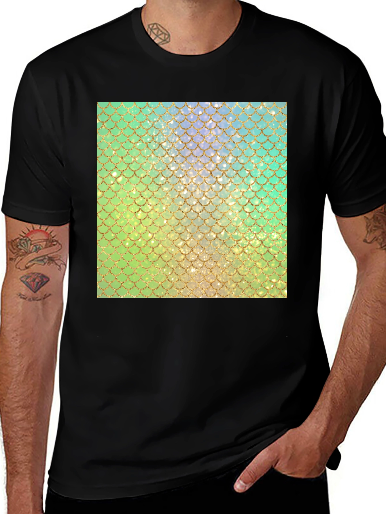 Mermaid Scales Pattern Graphic T-Shirt