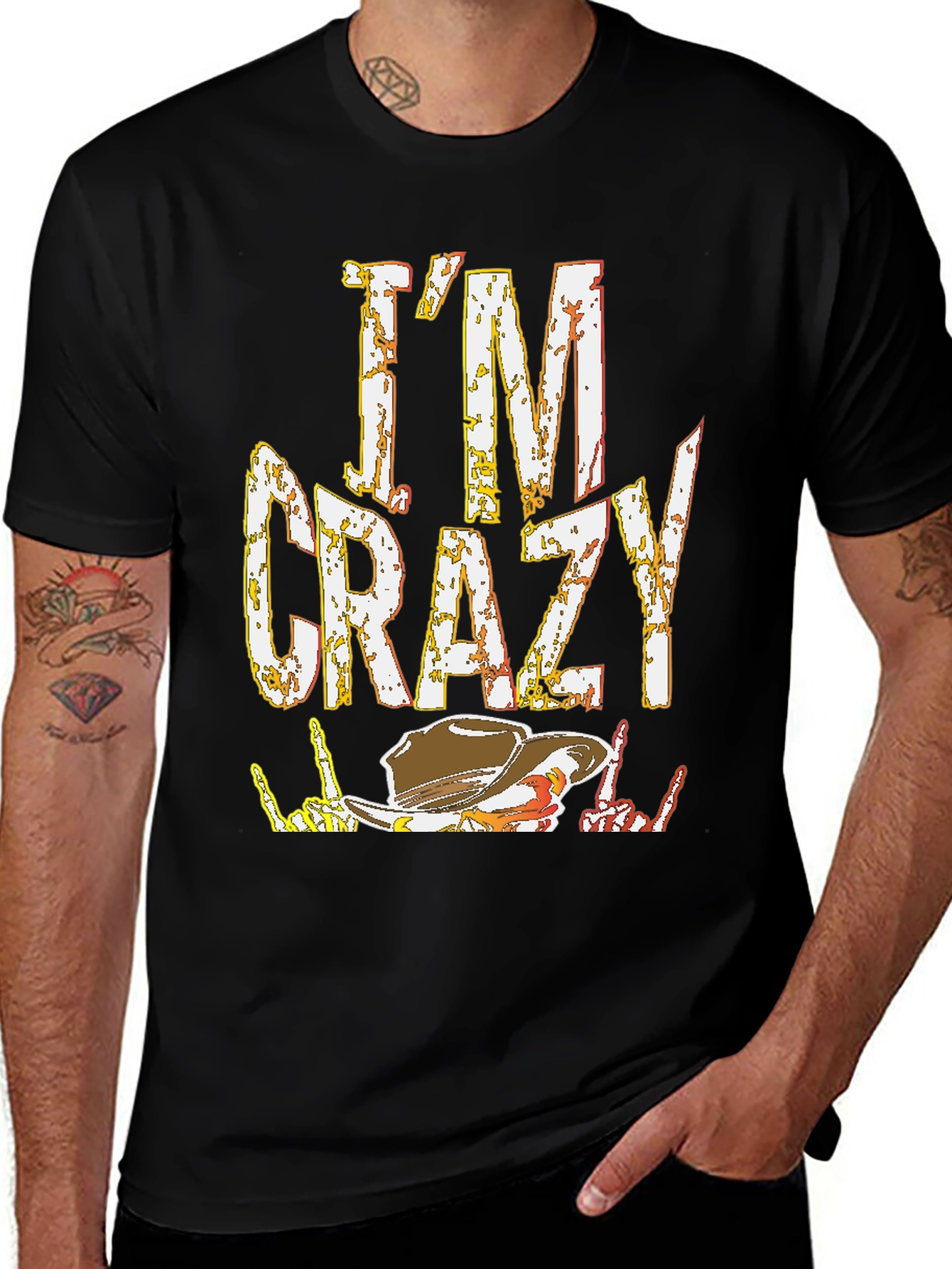 Variant 10 of I'm Crazy Graphic T-Shirt - Cowboy Hat Design