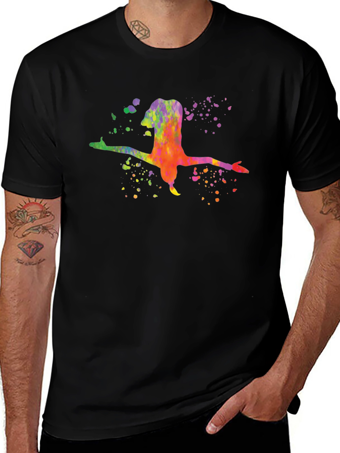 Variant 19 of Watercolor Yoga Pose Black T-Shirt