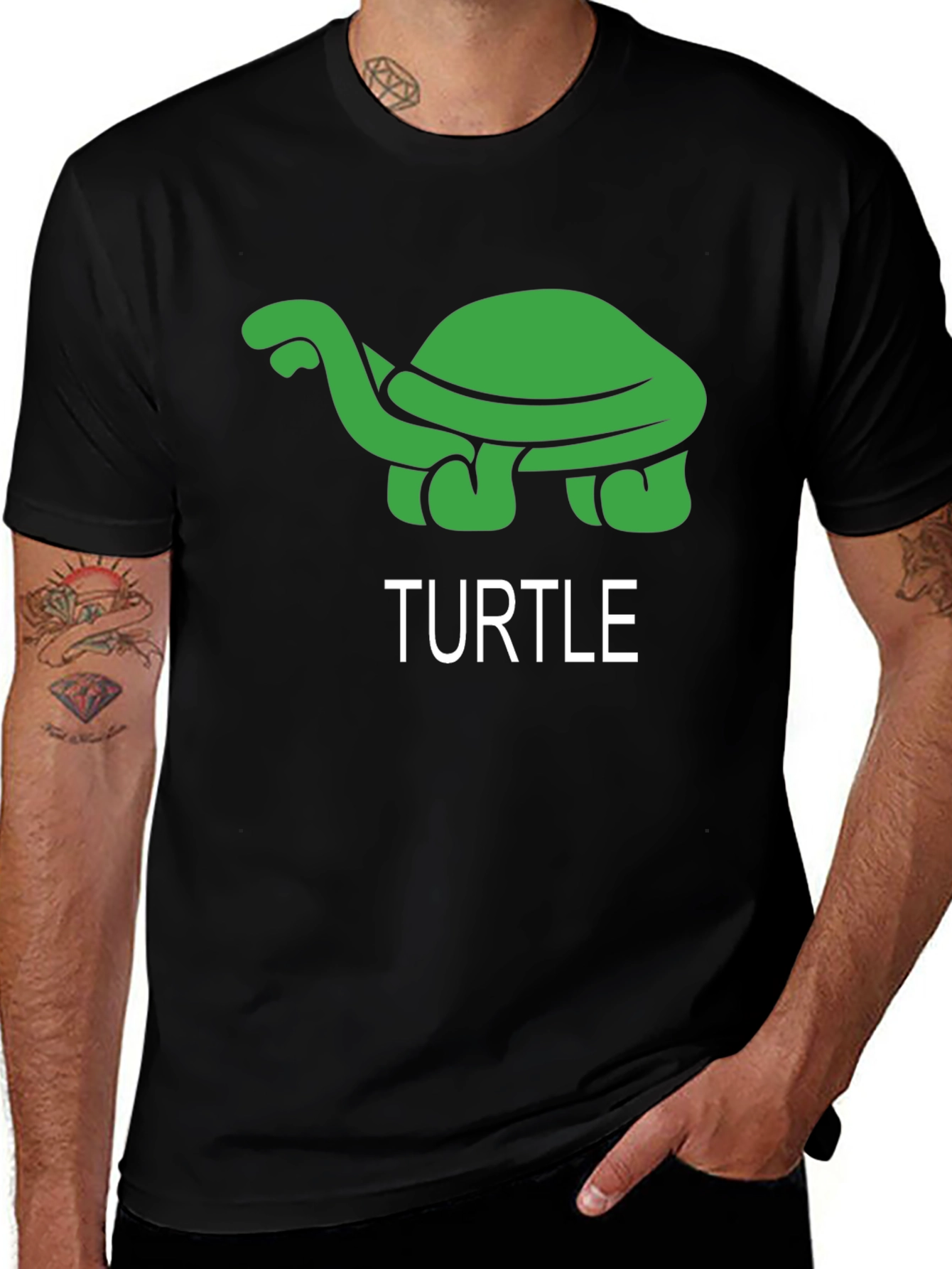 Variant 9 of Turtle Graphic Tee - Black Cotton T-Shirt