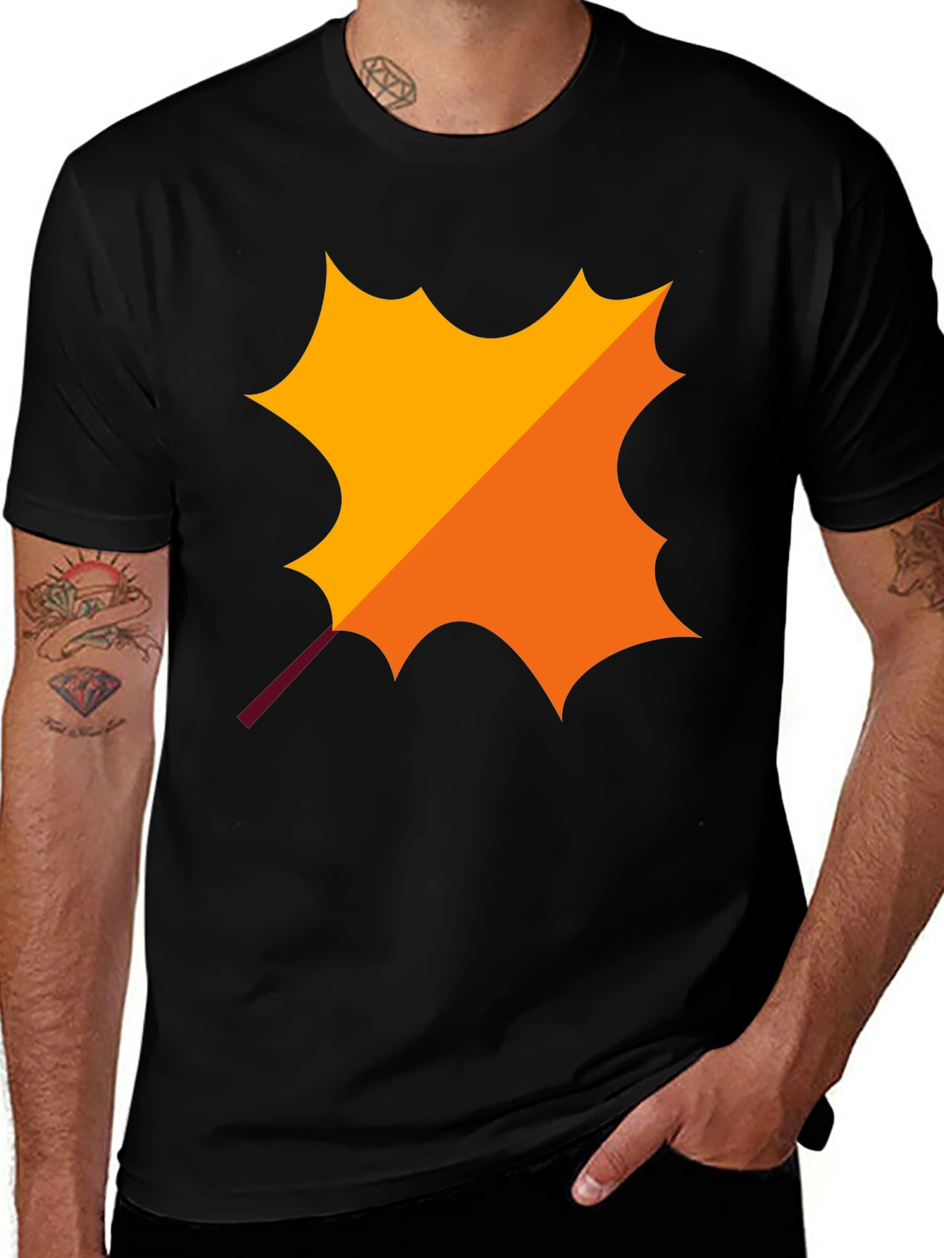 Variant 25 of Autumn Leaf Graphic Black T-Shirt