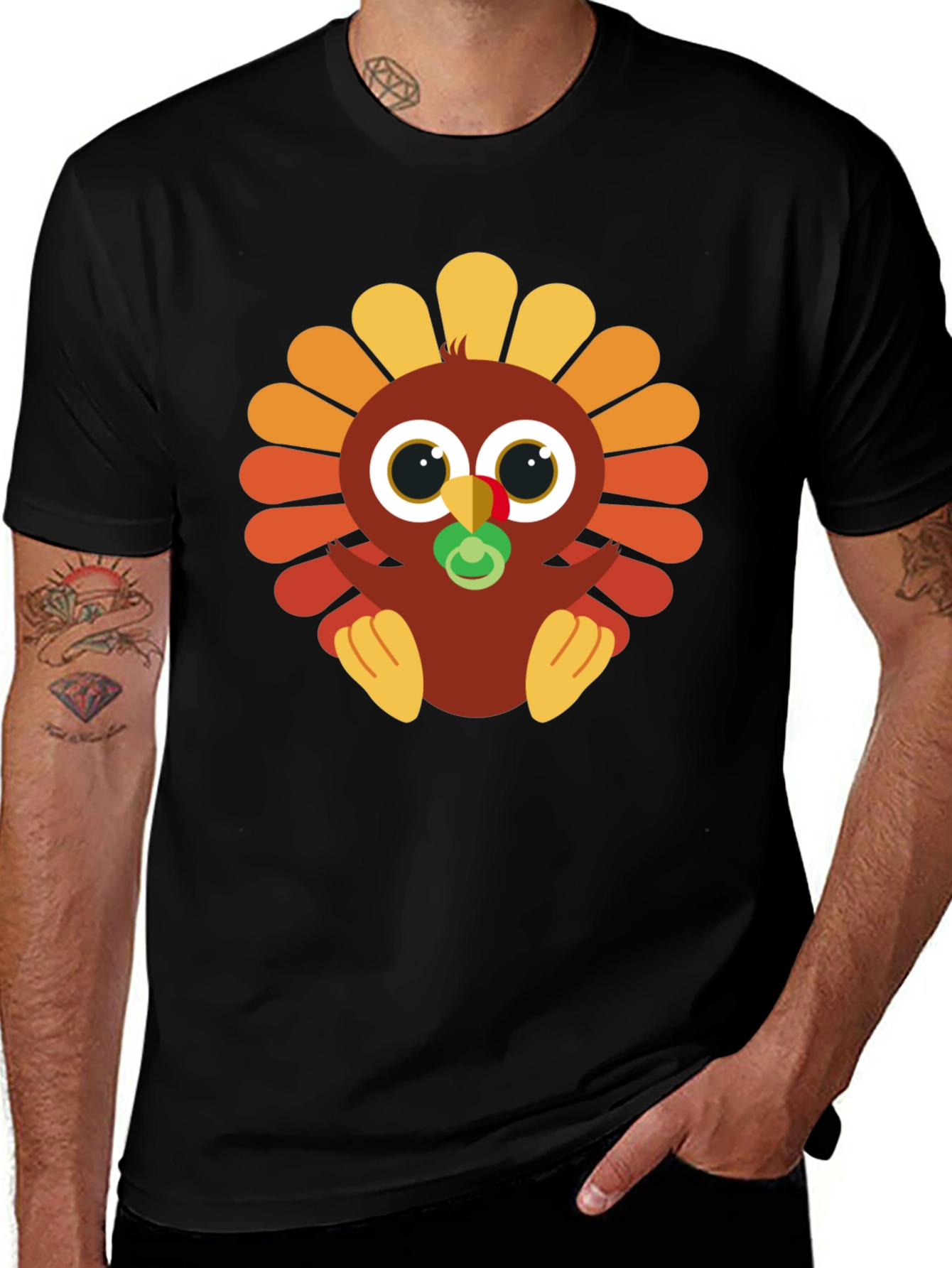 Variant 10 of Cute Baby Turkey Graphic Tee - Thanksgiving Apparel