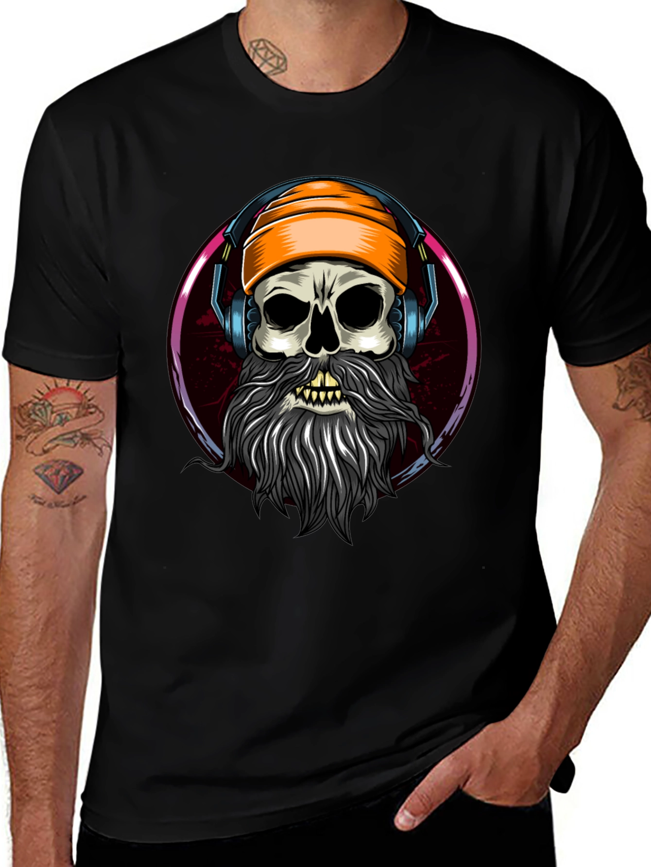 Variant 22 of Skull with Headphones Graphic T-Shirt