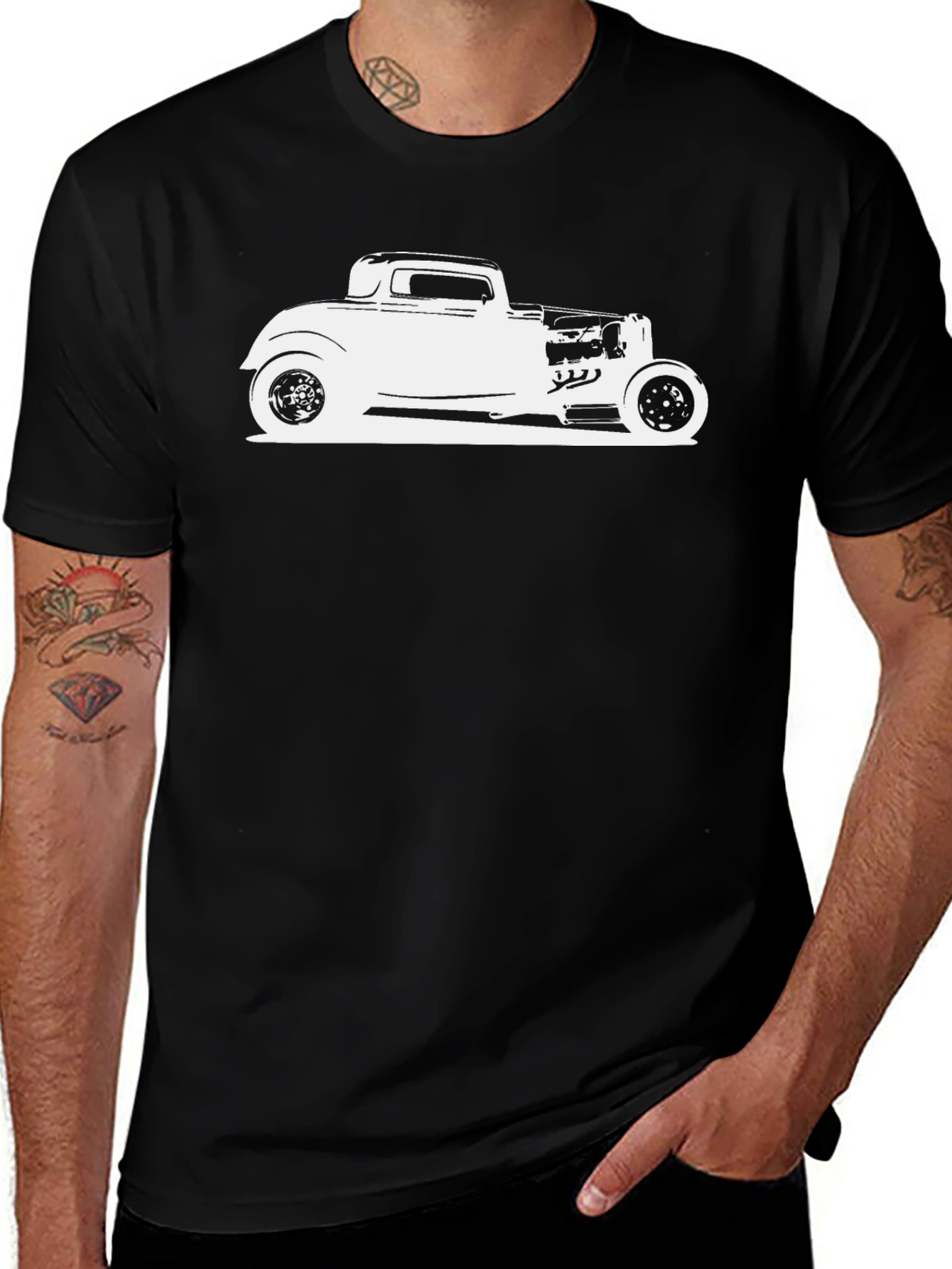 Variant 24 of Classic Car Graphic Tee - Black Cotton
