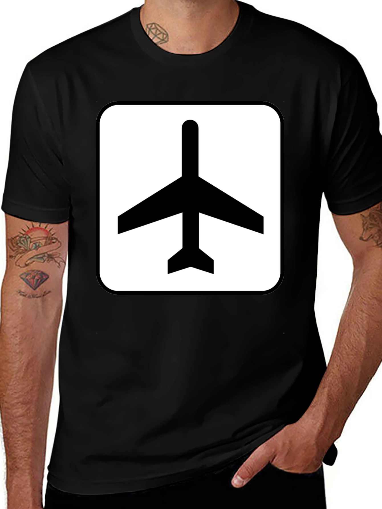 Variant 30 of Airport Symbol Graphic Tee - Black