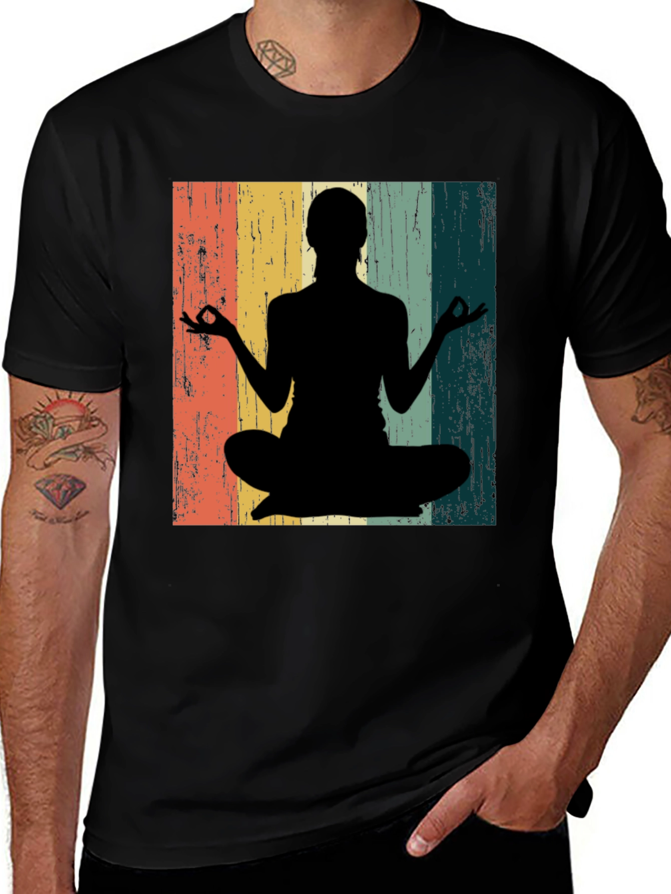 Variant 10 of Retro Yoga Meditation Graphic Tee