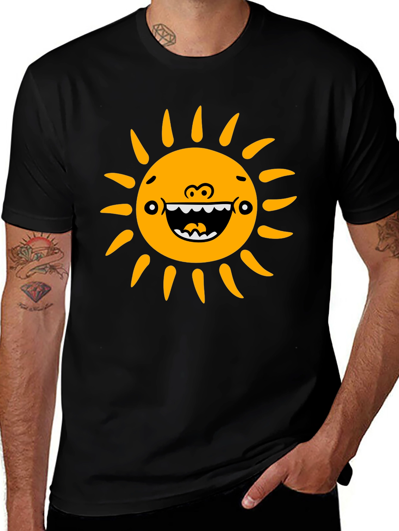 Variant 20 of Funny Sun Graphic Black T-Shirt